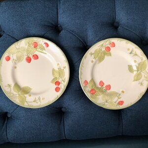 Two Vintage Franciscan Strawberry Fair Salad Plates, cottage core